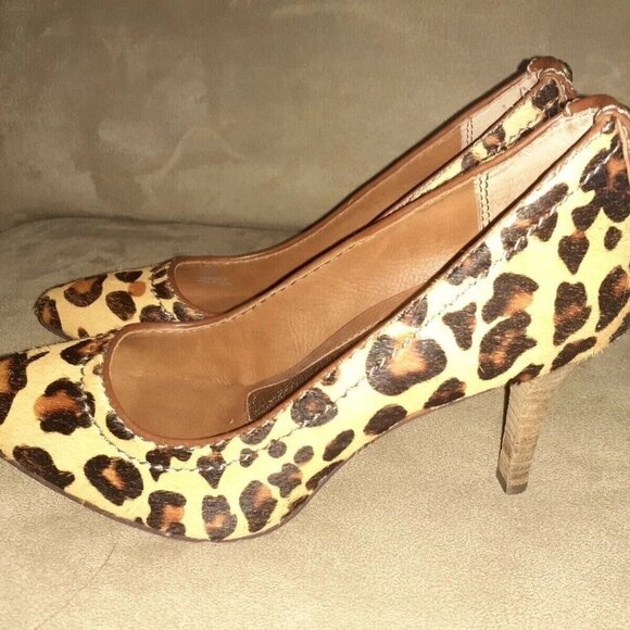 CALVIN KLEIN Jeans-Ryleigh-Leopard Calf Hair Print Pumps/Heels-Size 7-Near Mint - Picture 2 of 8